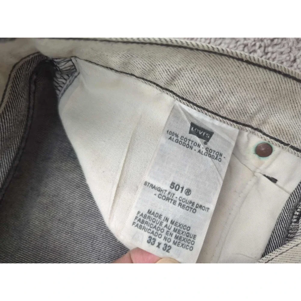 Vintage Levis 501 Jeans Mens 33x32 Washed Gray Olive Denim Y2K Button Fly‎